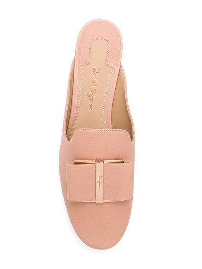 Shop Ferragamo Flower Heel Mules In Pink