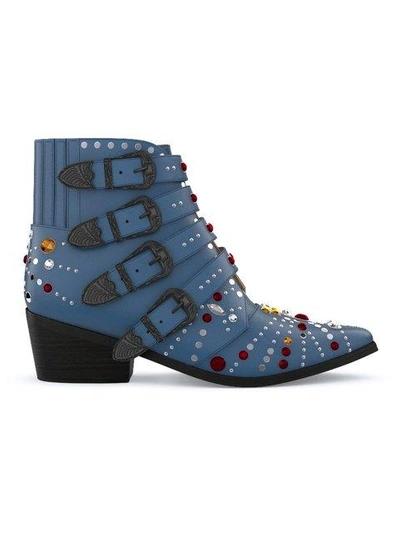 Shop Toga Aj006 Elvis Boots In Blue