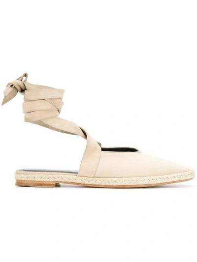 Shop Jw Anderson Open Flat Ballerina Shoes In Flax
