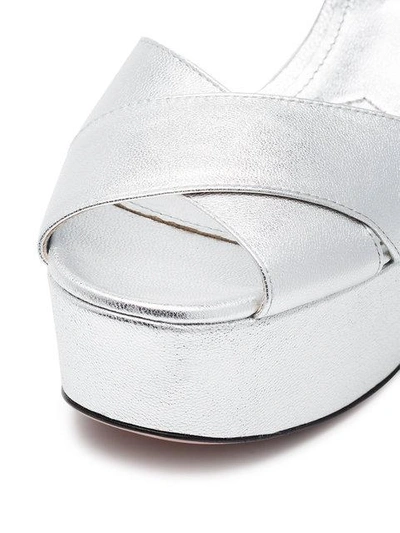 Shop Prada Silver 85 Leather Platform Sandals - Unavailable In F0118 Argento