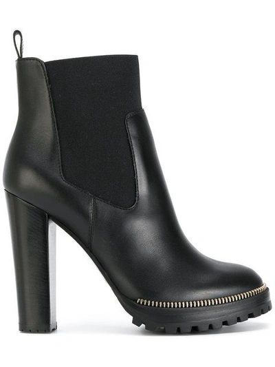 Shop Sergio Rossi Zip Embellished Ankle Boots - Black