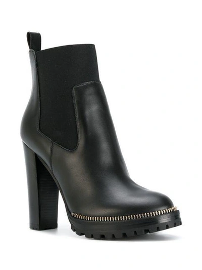 Shop Sergio Rossi Zip Embellished Ankle Boots - Black
