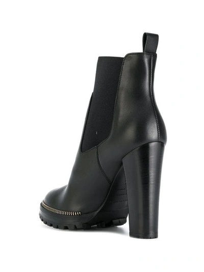 Shop Sergio Rossi Zip Embellished Ankle Boots - Black