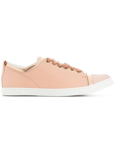 Shop Lanvin Textured Tennis Sneakers - Pink