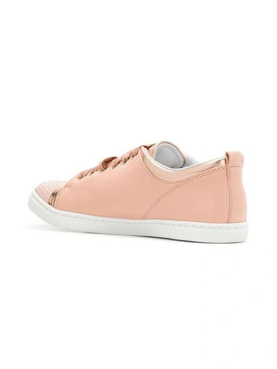 Shop Lanvin Textured Tennis Sneakers - Pink