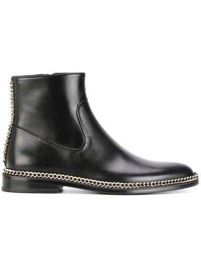 Shop Lanvin Chain Trim Ankle Boots In Black