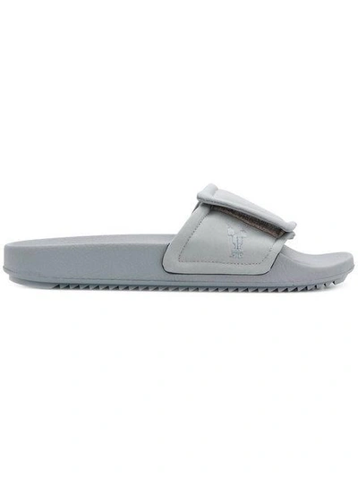 Shop Rick Owens Drkshdw Larry Velcro Slides In Grey