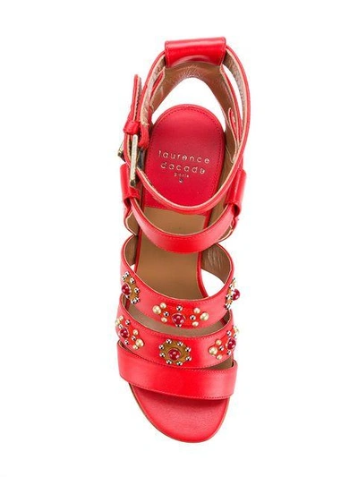 Shop Laurence Dacade Studded Strap Sandals In Red