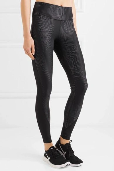 Shop Nike Power Printed Dri-fit Stretch Leggings In Black