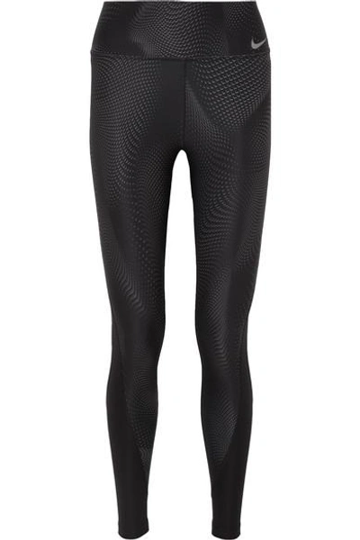 Shop Nike Power Printed Dri-fit Stretch Leggings In Black