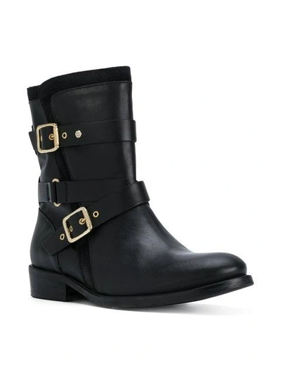 Shop Tommy Hilfiger Strap Detail Biker Boots - Black