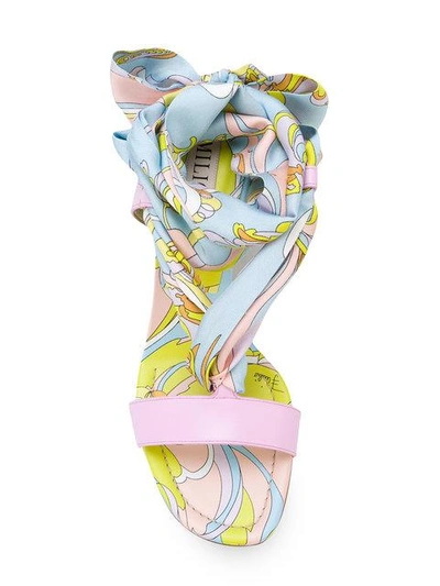 Shop Emilio Pucci Aruba Print Tie Up Sandals In Pink