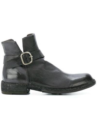 Shop Officine Creative Legrand Buckle Boots In Grey