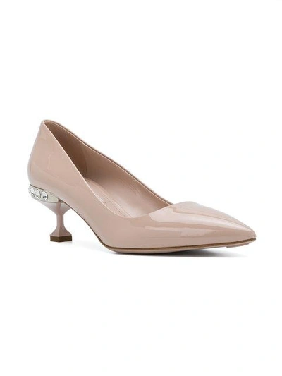 Shop Miu Miu Embellished Heel Pumps In Pink