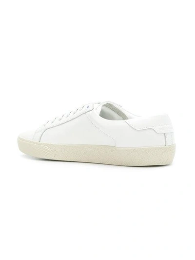 Shop Saint Laurent Logo Embroidered Sneakers In White