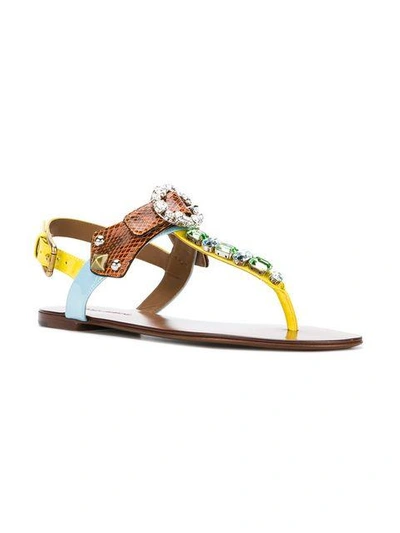 Shop Dolce & Gabbana Embellished Thong Sandals In Multicolour