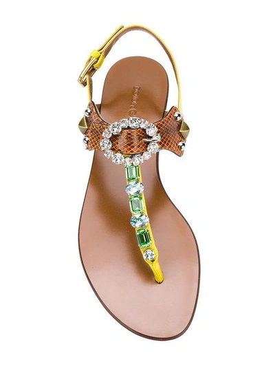 Shop Dolce & Gabbana Embellished Thong Sandals In Multicolour