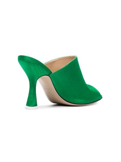 Shop Attico Green Pamela 100 Satin Mules