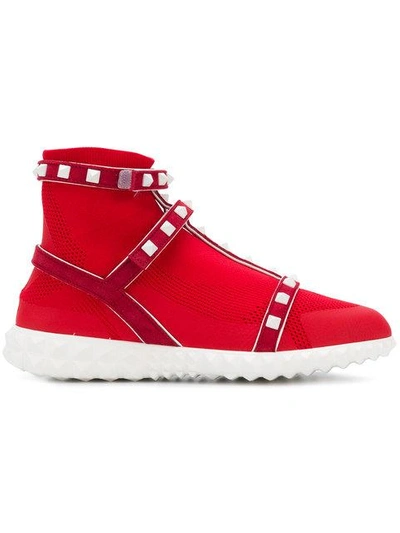 Shop Valentino Garavani Free Rockstud Bodytech Sneakers In Red