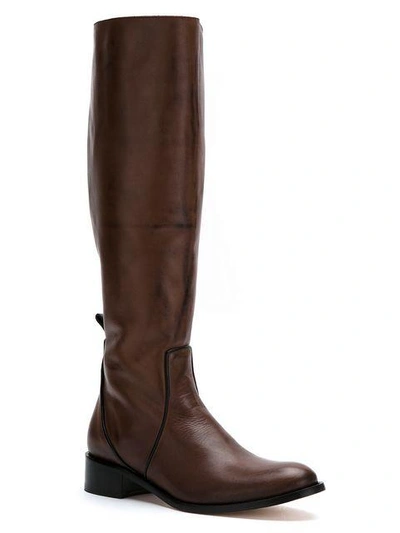 Shop Sarah Chofakian Leather High Ankle Boots In Brown