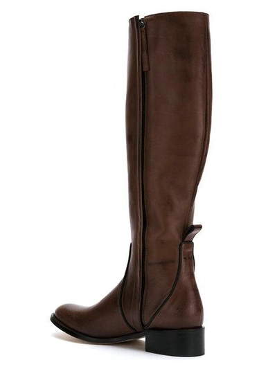 Shop Sarah Chofakian Leather High Ankle Boots In Brown