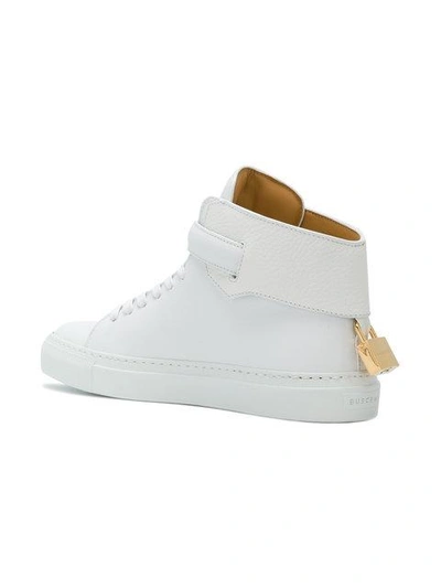 Shop Buscemi Buckled Hi-top Sneakers - White