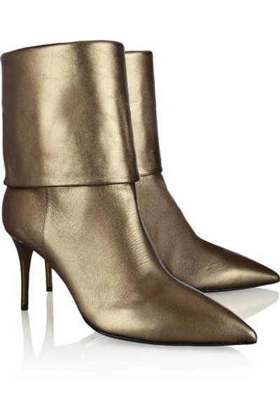 Shop Giuseppe Zanotti Yvette Metallic Leather Ankle Boots In Gold