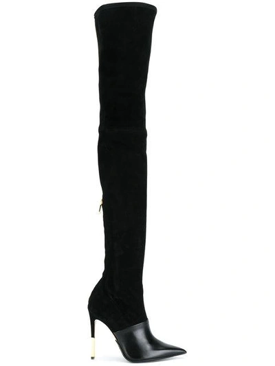 Shop Balmain Amazone Thigh-high Boots - Black