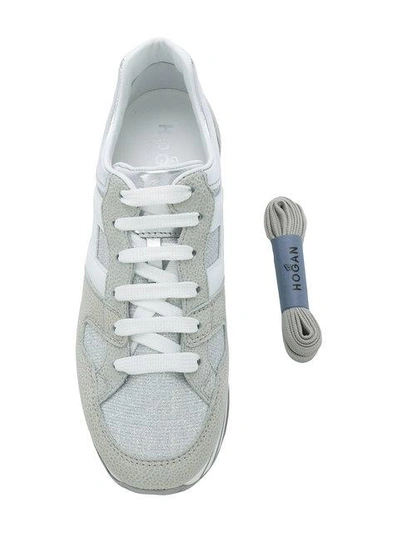 Shop Hogan Striped Platform Logo Sneakers - Metallic