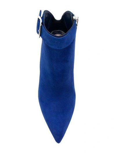 Shop Alexander Mcqueen Single Buckle Ankle Boots - Blue