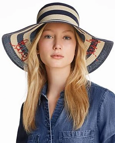 Shop Kate Spade New York Out And About Striped Sun Hat In Navy/natural