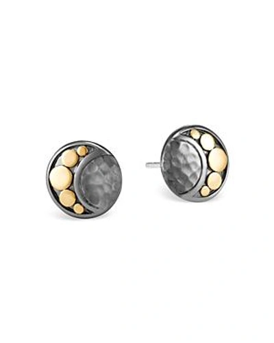 Shop John Hardy Sterling Silver & 18k Bonded Gold Dot Hammered Moon Stud Earrings In Gold/silver
