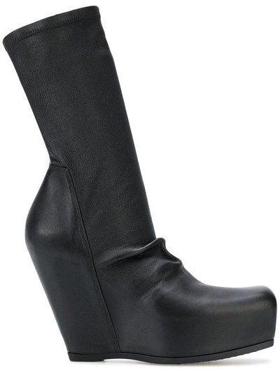 Shop Rick Owens Wedge Boots In Black