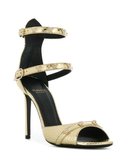 Shop Versace Metallic Open-toe Sandals