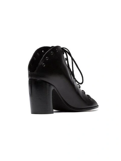 Shop Ann Demeulemeester Black Lace Up Leather Boots