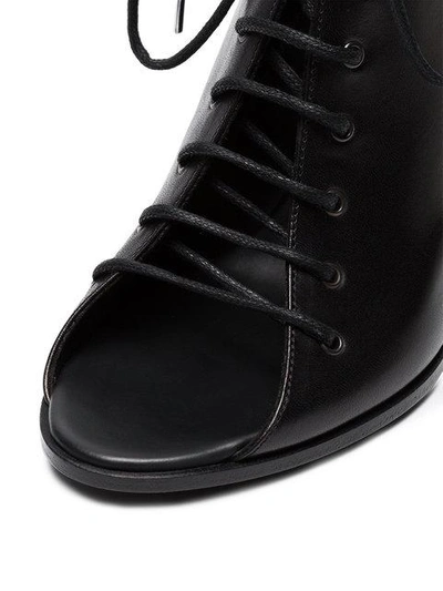 Shop Ann Demeulemeester Black Lace Up Leather Boots