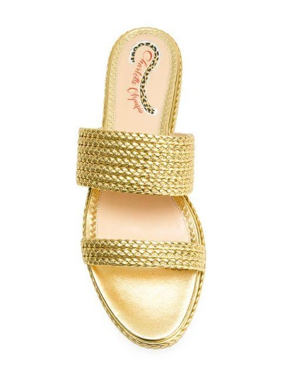 Shop Charlotte Olympia Woven Jute Sandals In Yellow