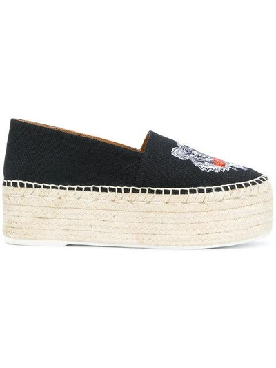 Shop Kenzo Tiger Platform Espadrilles In Black