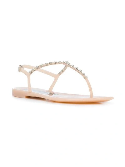 Shop Sergio Rossi Embellished Thong Sandals In Neutrals