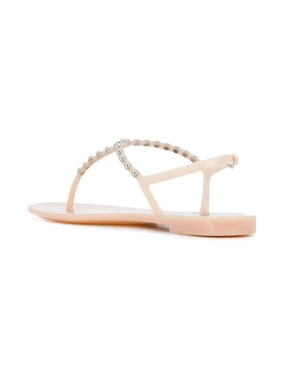 Shop Sergio Rossi Embellished Thong Sandals In Neutrals