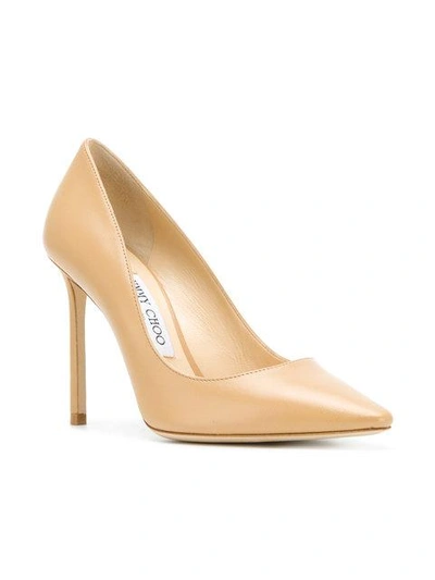 Shop Jimmy Choo Romy 100 Pumps In Neutrals