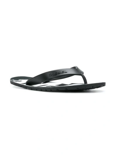 Shop Diesel Logo Flip-flops In Black