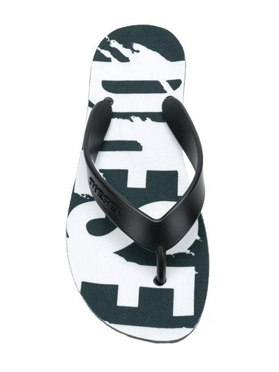 Shop Diesel Logo Flip-flops In Black