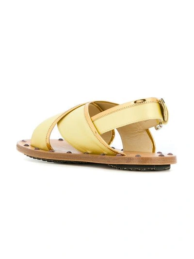 Shop Marni Metallic Trim Sandals - Yellow