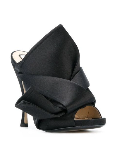 Shop N°21 Satin Bow Mules In Black