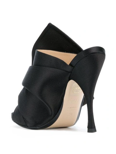 Shop N°21 Satin Bow Mules In Black