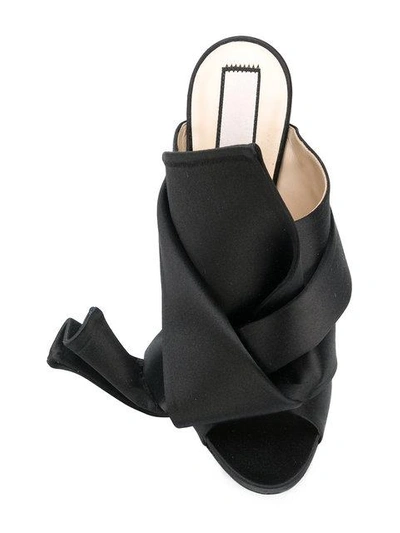 Shop N°21 Satin Bow Mules In Black