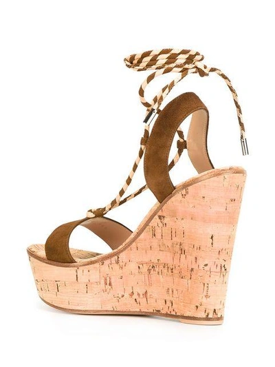 Shop Gianvito Rossi Lace-up Wedge Sandals In Brown