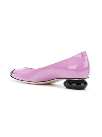 Shop Bottega Veneta Round Toe Ballerina Shoes - Pink & Purple