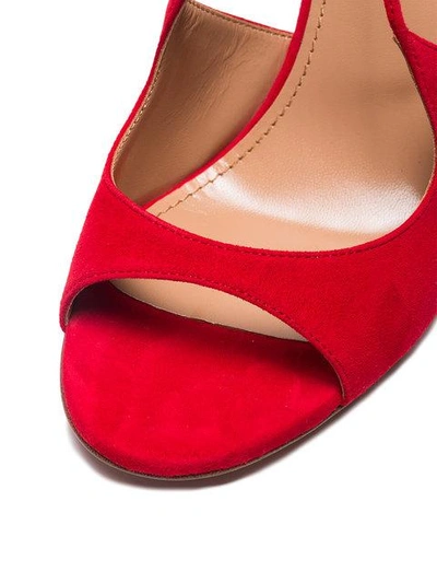 Shop Aquazzura Red Sofia 105 Suede Sandals